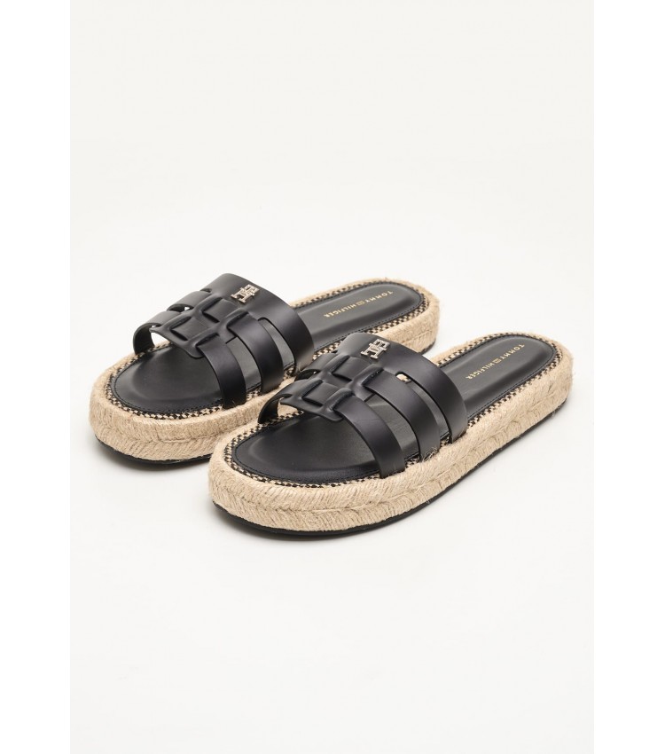 Women Flats Authentic.Flat Black Leather Tommy Hilfiger