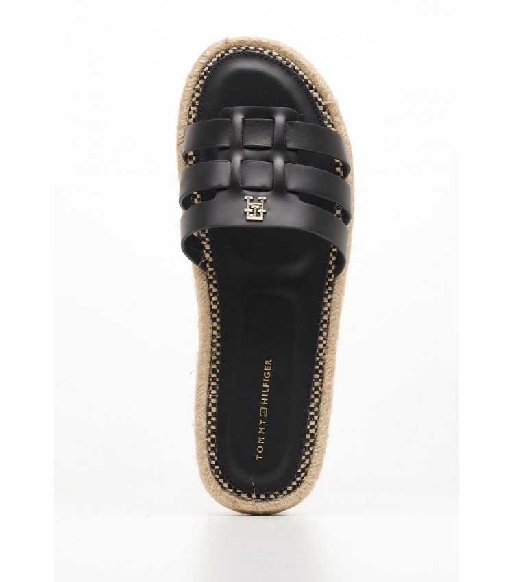 Women Flats Authentic.Flat Black Leather Tommy Hilfiger