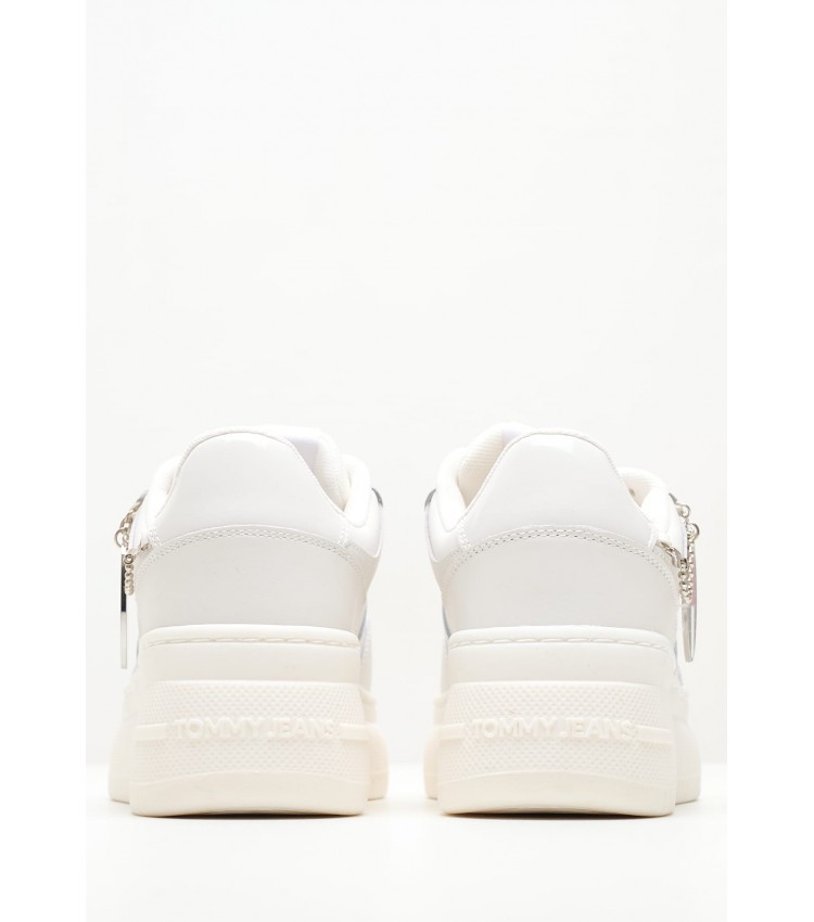 Γυναικεία Παπούτσια Casual Basket.Charm Άσπρο Δέρμα Tommy Hilfiger