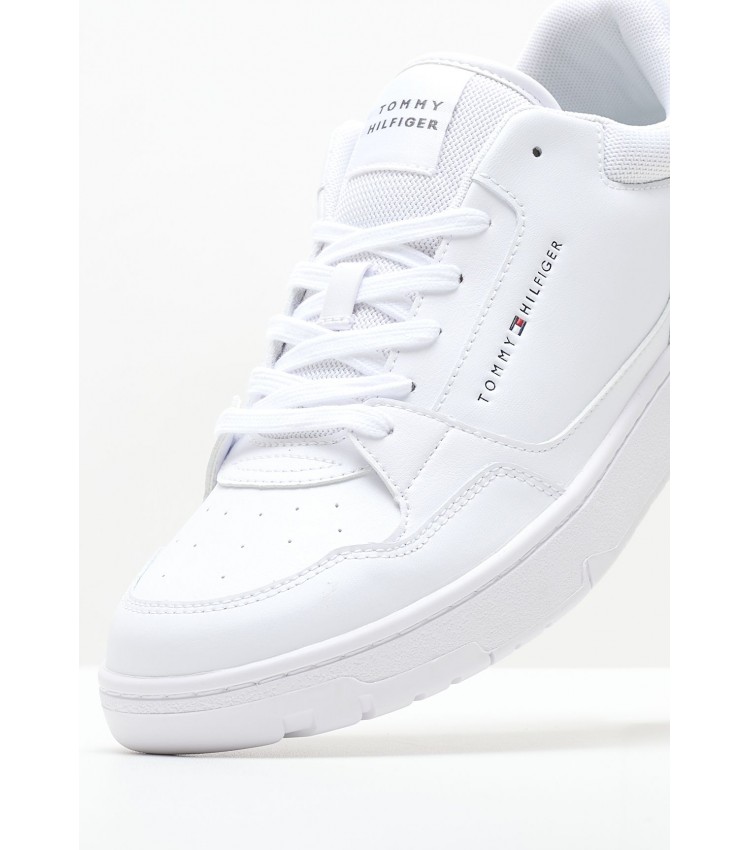 Ανδρικά Παπούτσια Casual Basket.Cr Άσπρο Δέρμα Tommy Hilfiger