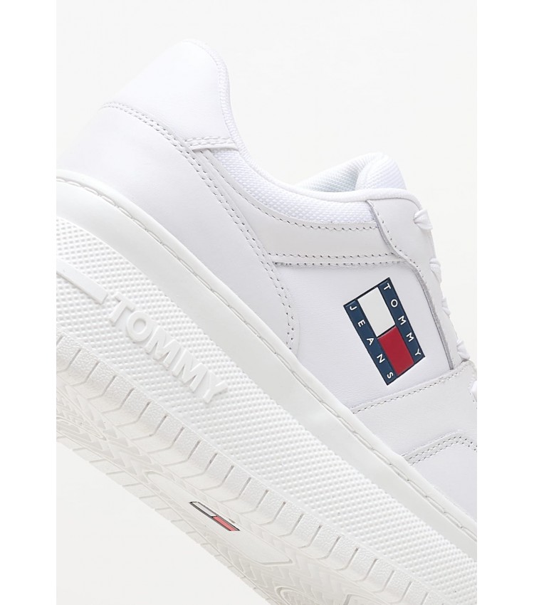 Γυναικεία Παπούτσια Casual Basket.Flatform Άσπρο Δέρμα Tommy Hilfiger