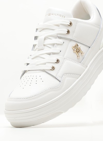 Γυναικεία Παπούτσια Casual Basket.Lo Άσπρο Δέρμα Tommy Hilfiger