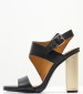 Women Sandals Block.Highheel Black Leather Tommy Hilfiger