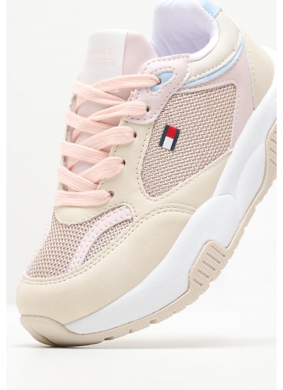 Παιδικά Παπούτσια Casual Bp.Sneaker Μπεζ Ύφασμα Tommy Hilfiger