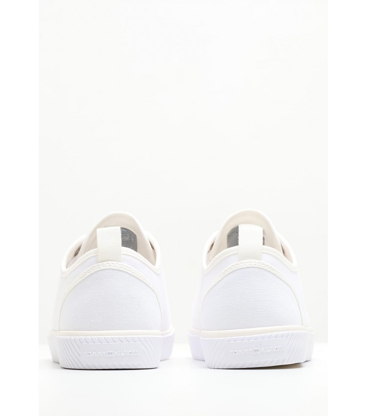 Women Casual Shoes Canvas.Sneaker White Fabic Tommy Hilfiger