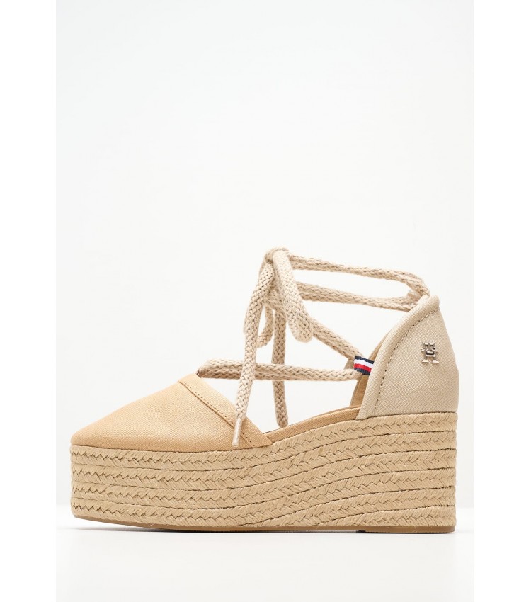 Women Espadrilles Closed.Linen Beige Fabric Tommy Hilfiger