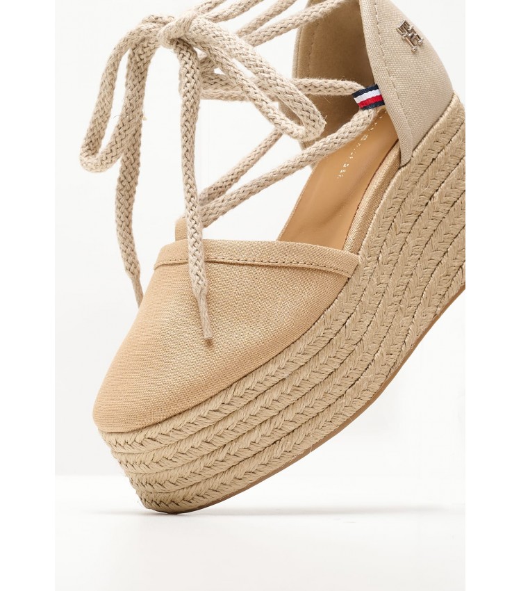 Women Espadrilles Closed.Linen Beige Fabric Tommy Hilfiger