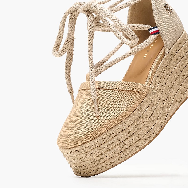 Women Espadrilles Closed.Linen Beige Fabric Tommy Hilfiger