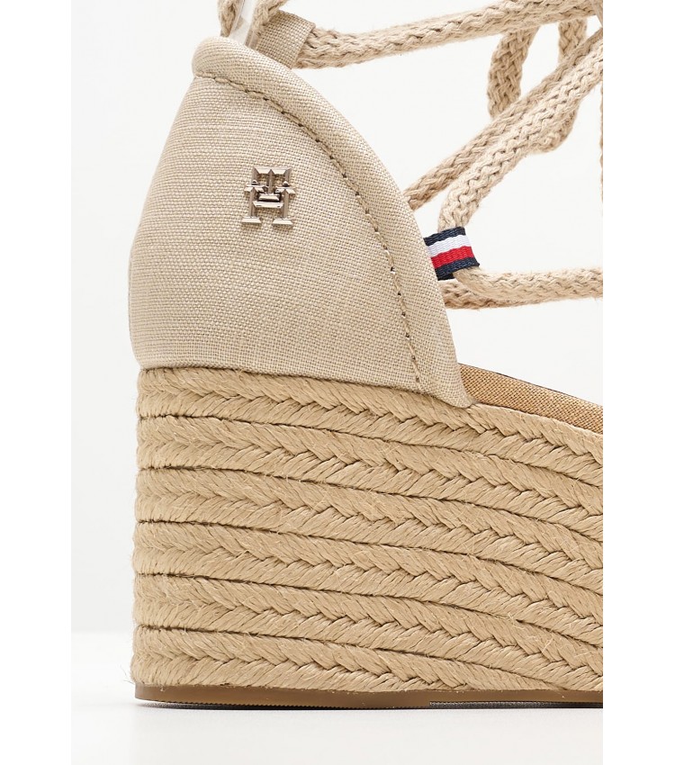 Women Espadrilles Closed.Linen Beige Fabric Tommy Hilfiger