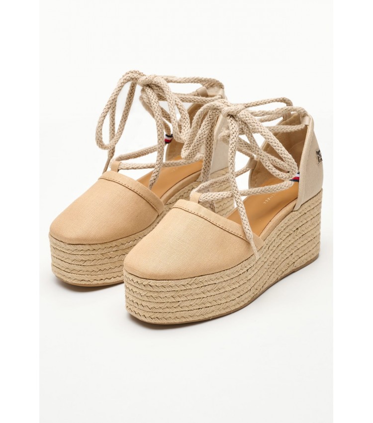 Women Espadrilles Closed.Linen Beige Fabric Tommy Hilfiger