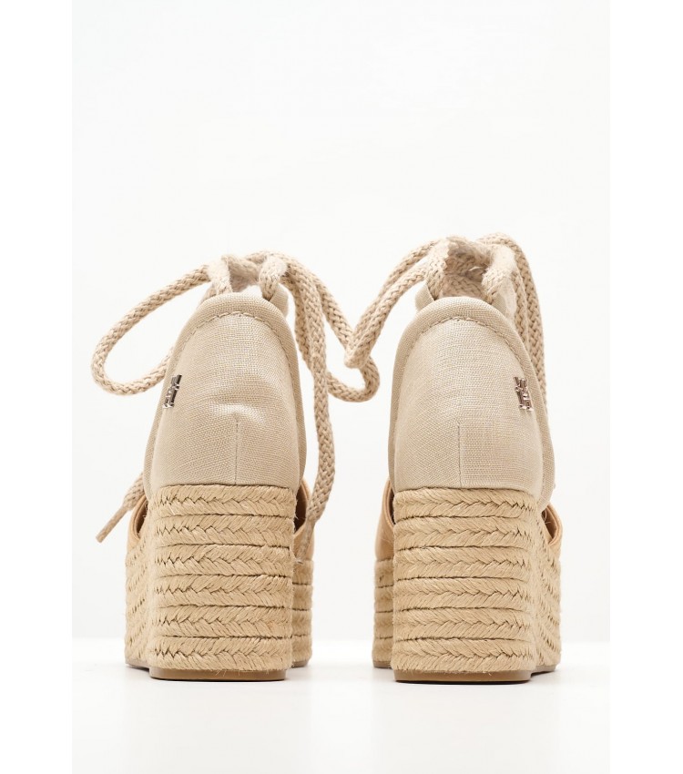 Women Espadrilles Closed.Linen Beige Fabric Tommy Hilfiger