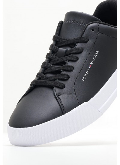 Men Casual Shoes Court.Lea Black Leather Tommy Hilfiger
