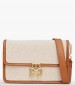 Women Bags Cross.Canvas Beige Fabric Tommy Hilfiger