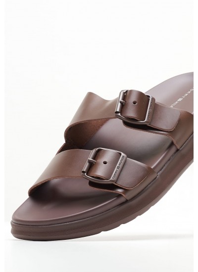 Men Flip Flops & Sandals Density.Buckle Brown Leather Tommy Hilfiger