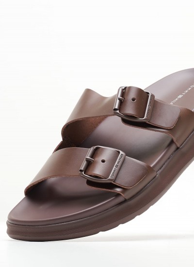 Men Flip Flops & Sandals Density.Buckle Brown Leather Tommy Hilfiger