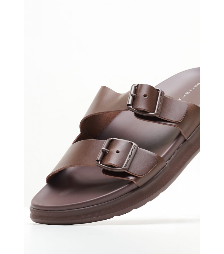 Men Flip Flops & Sandals Density.Buckle Brown Leather Tommy Hilfiger