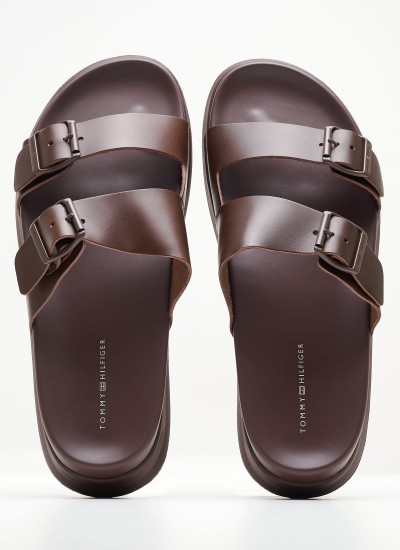 Men Flip Flops & Sandals Density.Buckle Brown Leather Tommy Hilfiger