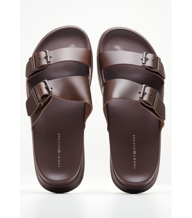 Men Flip Flops & Sandals Density.Buckle Brown Leather Tommy Hilfiger