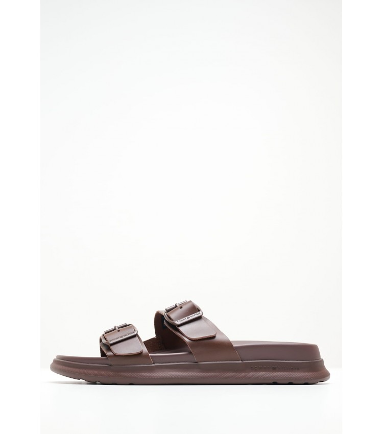 Men Flip Flops & Sandals Density.Buckle Brown Leather Tommy Hilfiger