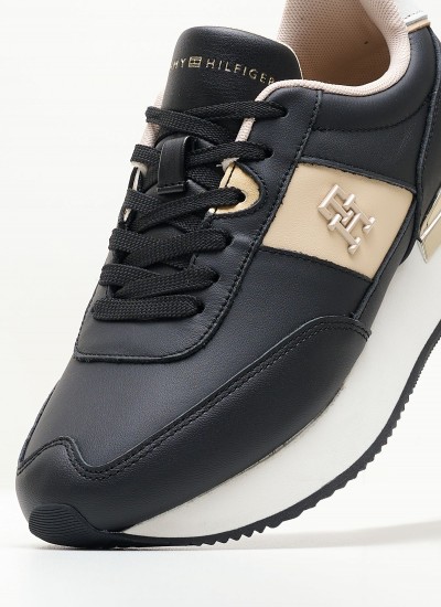 Women Casual Shoes Elevated.Feminine Black Leather Tommy Hilfiger