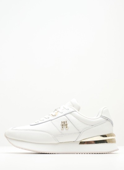 Women Casual Shoes Elevated.Feminine White Leather Tommy Hilfiger