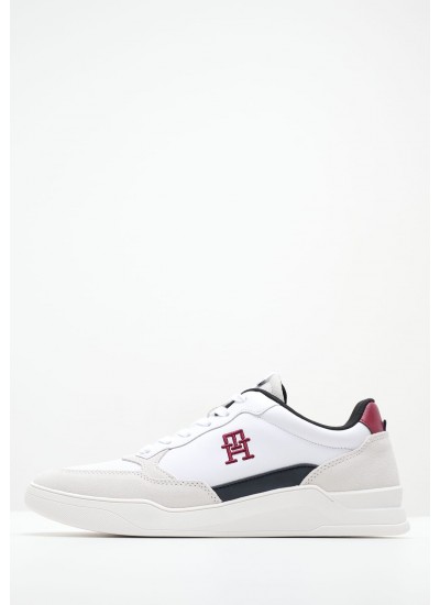 Men Casual Shoes Elv.Cupsole White Leather Tommy Hilfiger