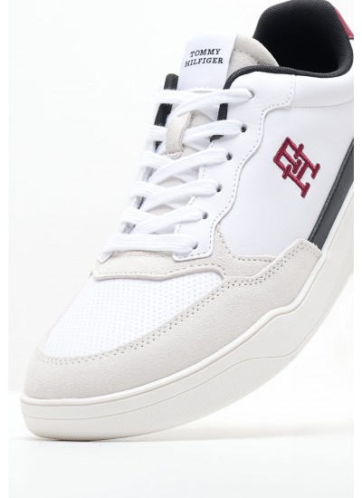 Men Casual Shoes Elv.Cupsole White Leather Tommy Hilfiger