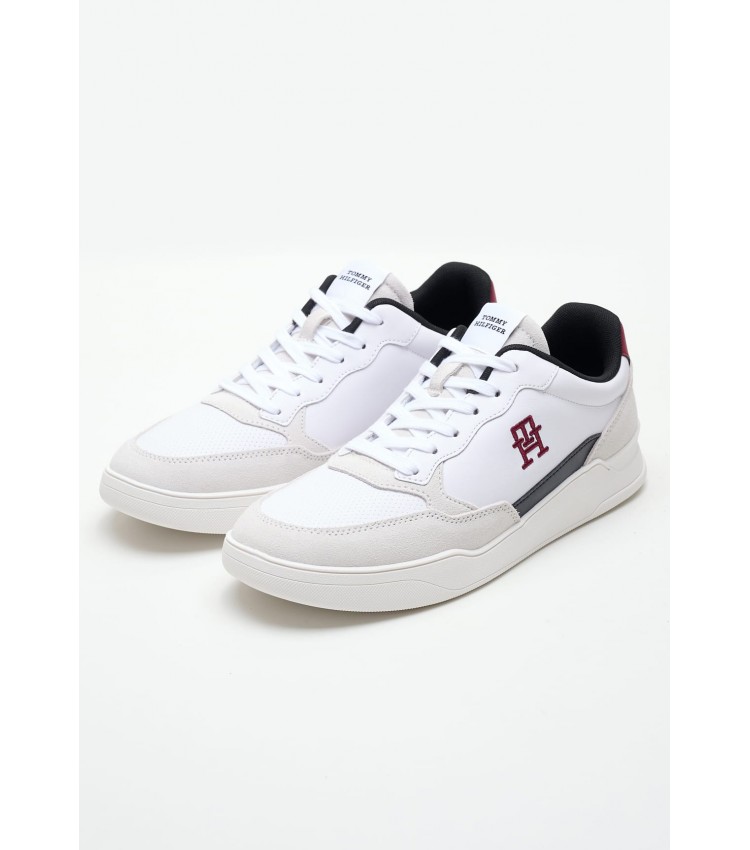 Men Casual Shoes Elv.Cupsole White Leather Tommy Hilfiger