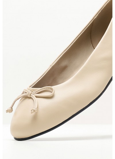 Women Balerinas Ess.Ballerina Beige Leather Tommy Hilfiger