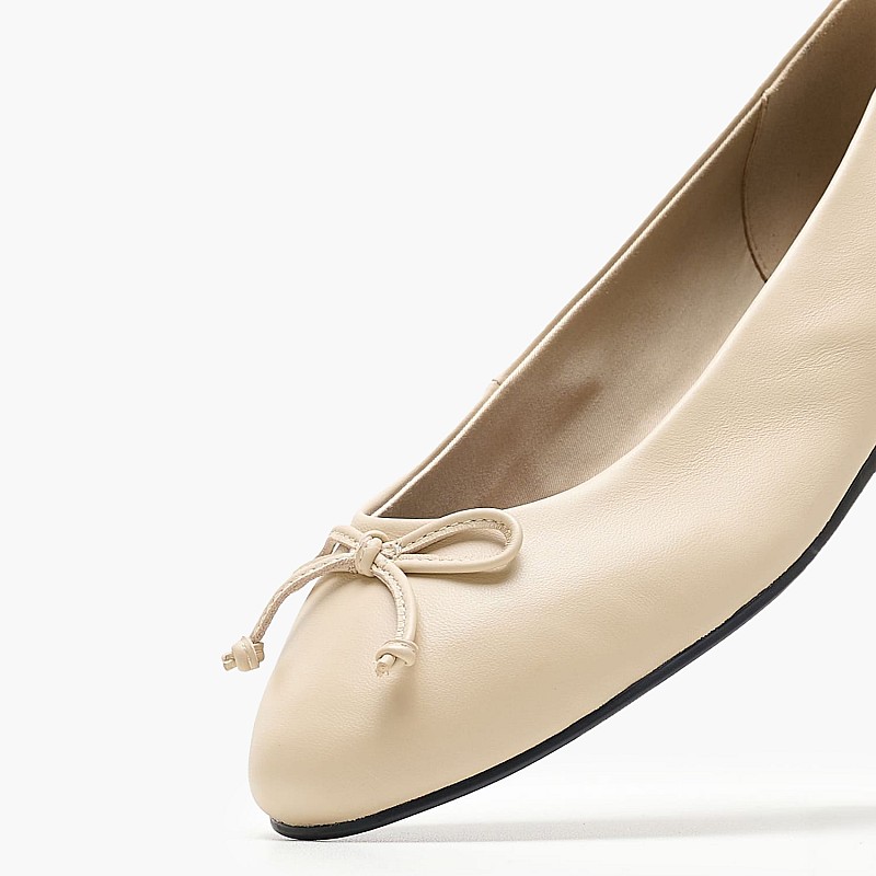 Women Balerinas Ess.Ballerina Beige Leather Tommy Hilfiger