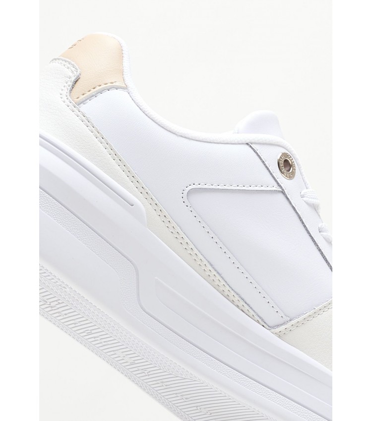 Women Casual Shoes Ess.Basket White Leather Tommy Hilfiger