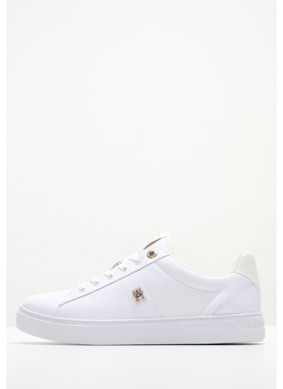 Women Casual Shoes Essential.Elevated White Leather Tommy Hilfiger