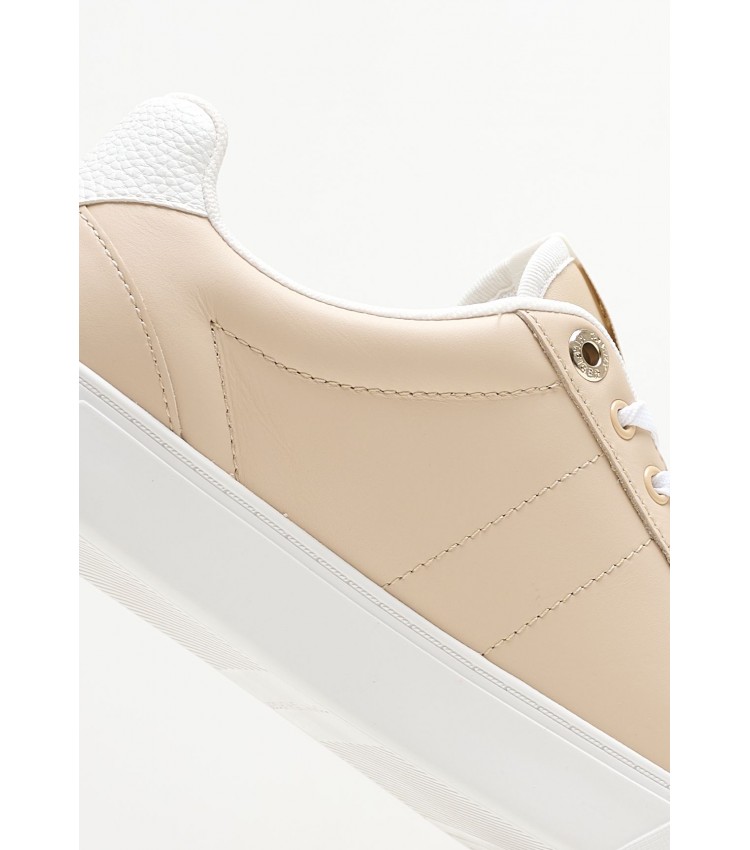 Women Casual Shoes Essential.Elevated Beige Leather Tommy Hilfiger