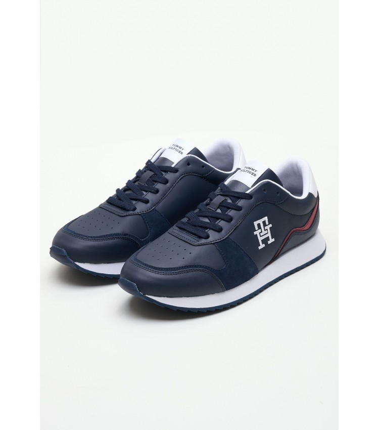 Men Casual Shoes Evo.Mix Blue Leather Tommy Hilfiger