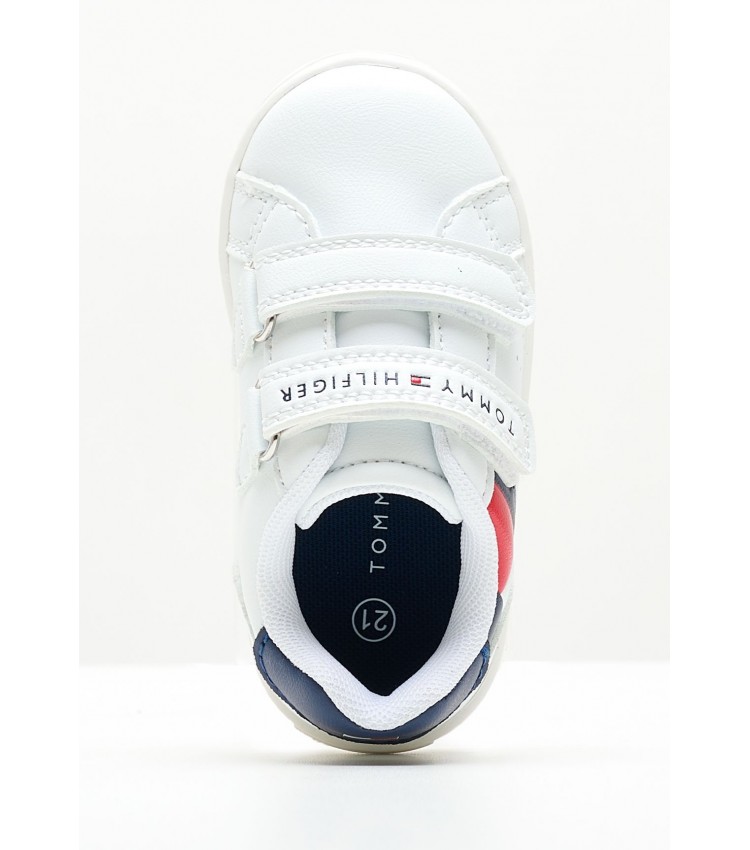 Kids Casual Shoes Flag.Snkr White ECOleather Tommy Hilfiger