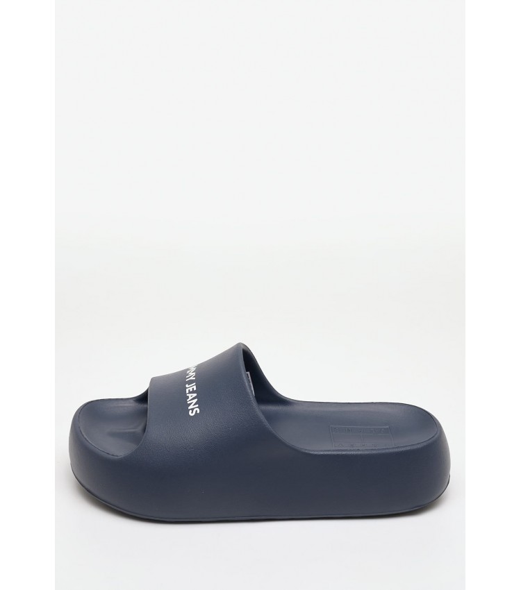 Women Flip Flops & Sandals Flatform.Slide Blue Rubber Tommy Hilfiger