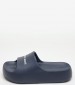 Women Flip Flops & Sandals Flatform.Slide Blue Rubber Tommy Hilfiger