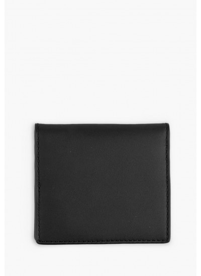 Men Wallets Folded.Cc Black Leather Tommy Hilfiger