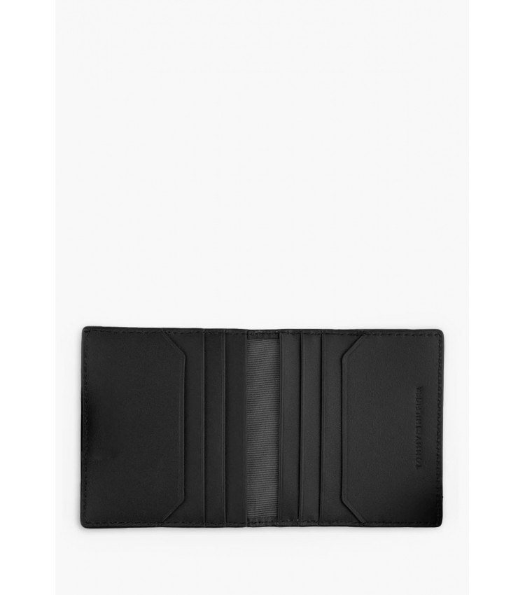 Men Wallets Folded.Cc Black Leather Tommy Hilfiger