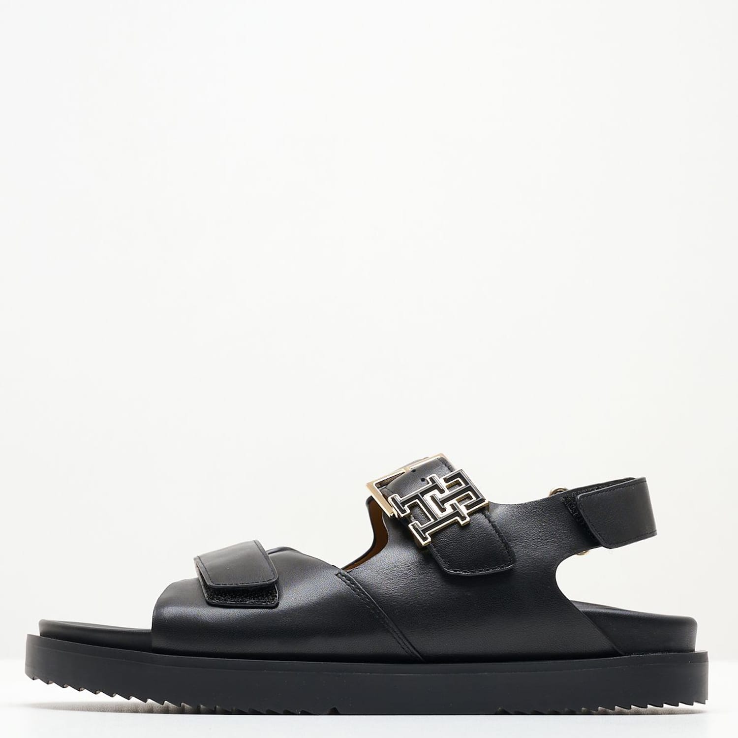 Γυναικεία Flats Hardware.Sandal Μαύρο Δέρμα Tommy Hilfiger