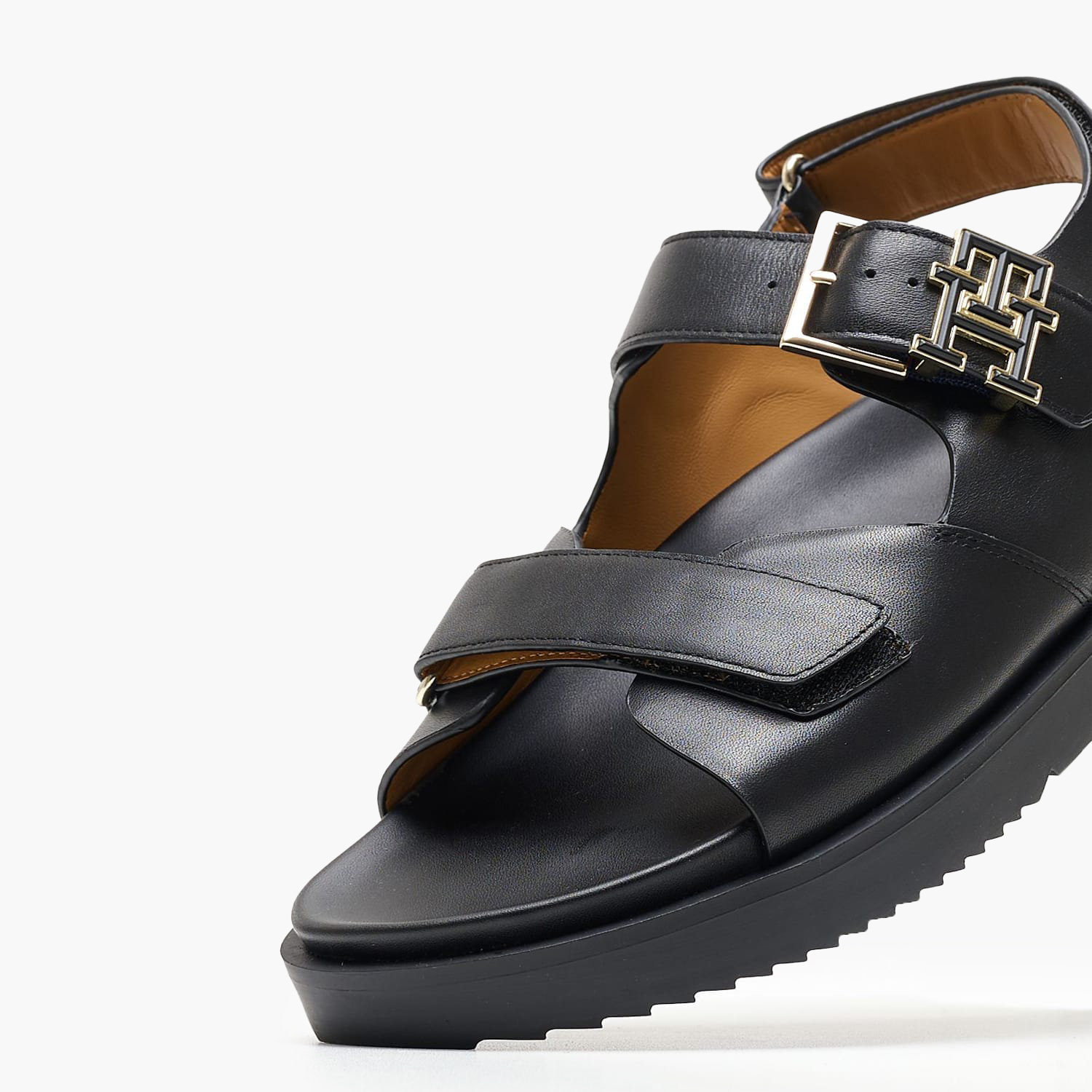 Γυναικεία Flats Hardware.Sandal Μαύρο Δέρμα Tommy Hilfiger