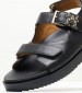 Women Flats Hardware.Sandal Black Leather Tommy Hilfiger