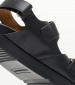 Women Flats Hardware.Sandal Black Leather Tommy Hilfiger
