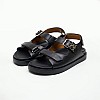 Γυναικεία Flats Hardware.Sandal Μαύρο Δέρμα Tommy Hilfiger
