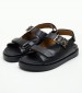 Women Flats Hardware.Sandal Black Leather Tommy Hilfiger