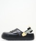 Women Mules Hike.Freedom Black Rubber Tommy Hilfiger