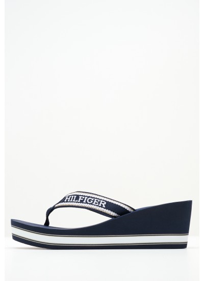 Women Platforms Low Hilfiger.Beach Blue Fabric Tommy Hilfiger