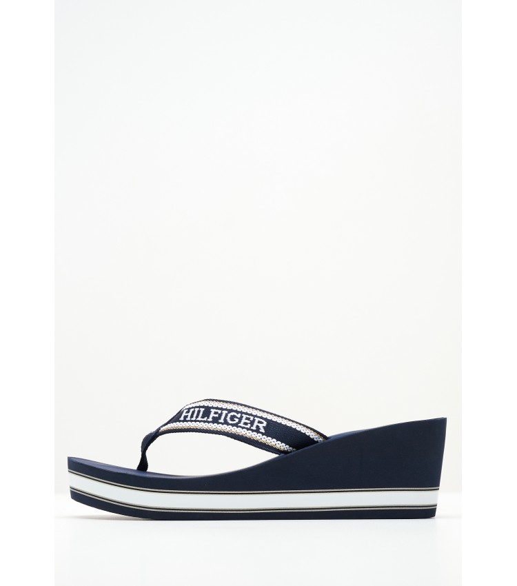 Women Platforms Low Hilfiger.Beach Blue Fabric Tommy Hilfiger