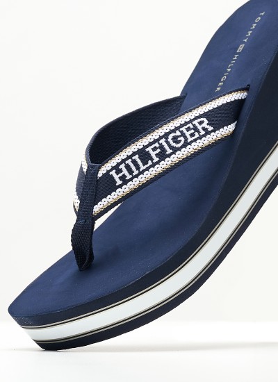 Γυναικείες Πλατφόρμες Χαμηλές Hilfiger.Beach Μπλε Ύφασμα Tommy Hilfiger