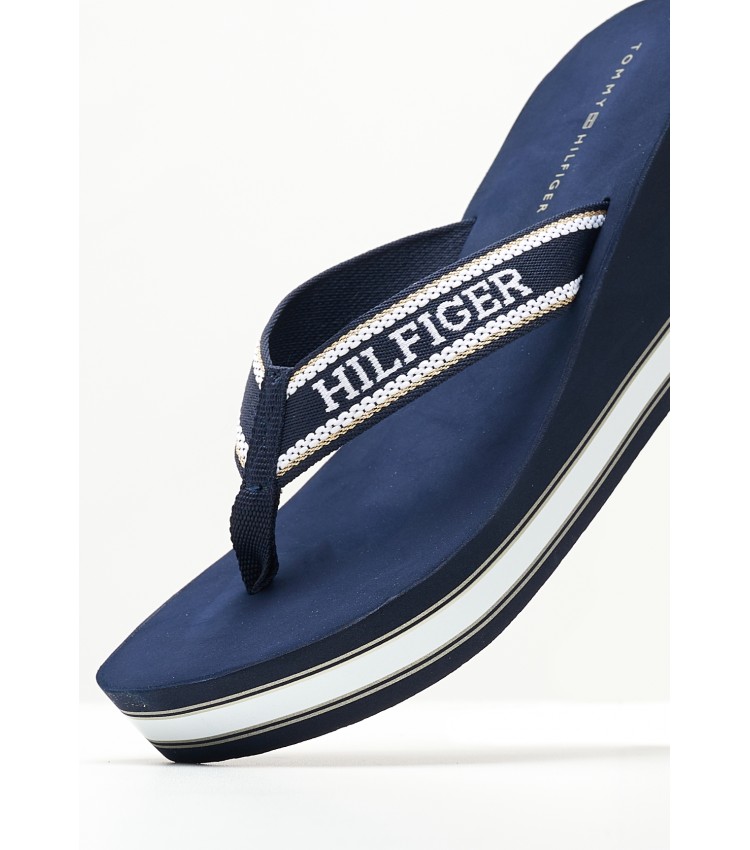 Women Platforms Low Hilfiger.Beach Blue Fabric Tommy Hilfiger